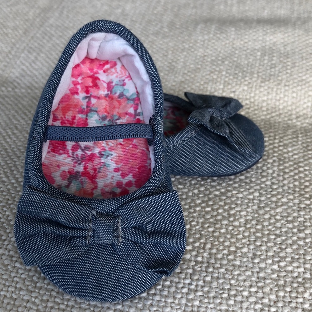 Denim Ballet Flats. Size 0-3 months.